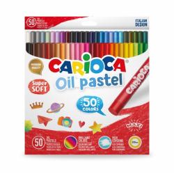 Carioca Pack de 50 Pasteles al Oleo - Colores Brillantes - Lavables - Resistentes a la Luz - Cubrientes - Faciles de Mezclar - M