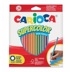 Carioca Supercolor Pack de 24 Lapices de Madera - Cuerpo Hexagonal - Colores Intensos y Gran Opacidad - 3.3mm de Grosor - Color 