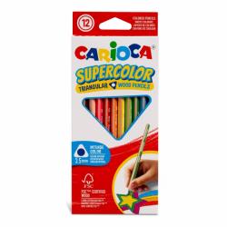 Carioca Supercolor Pack de 12 Lapices de Madera - Cuerpo Triangular - Colores Intensos y Gran Opacidad - 3.5mm degrosor - Color 