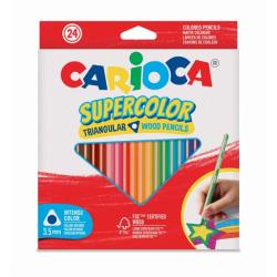 Carioca Supercolor Pack de 24 Lapices de Madera - Cuerpo Triangular - Colores Intensos y Gran Opacidad - 3.5mm degrosor - Color 