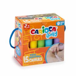 Carioca Tizas Maxi Multicolor Baby Pack de 15 Tizas - sin Polvo - Certificado a Partir de 24 Meses - Colores Brillantes - Lavabl