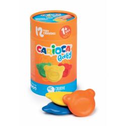 Carioca Teddy Crayons Pack de 12 Ceras de Colores - Certificadas a Partir de los 12 Meses - Diseñadas para Entrenar el Agarre Di