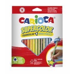 Carioca Supercolor Pack de 18 Lapices de Madera - Cuerpo Triangular Maxi - Colores Intensos y Gran Opacidad - Lapizgrueso Ø 5mm 
