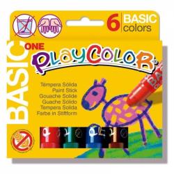 PlayColor Basic One Pack de 6 Temperas Solidas - No Arrugan el Papel - No Necesitan Agua - Especial para Uso Escolar - Colores S