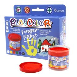 PlayColor Basic Finger Paint Pack de 6 Botes de Pintura para Dedos 40ml - Testado Dermatologicamente - Secado Rapido - Sin Disol