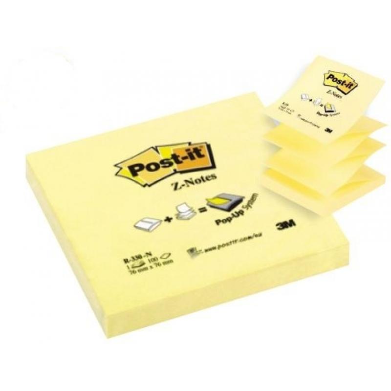 Post-it Bloc de 100 Z-Notas Adhesivas Removibles Zig-Zag Canary Yellow 76x76mm - Papel con Certificacion PEFC - 7100103164 - Col