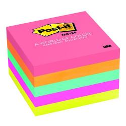 Post-it Bloc de 500 Notas Adhesivas Removibles Colores Neon 76x76mm - Papel con Certificacion PEFC - Colores Surtidos