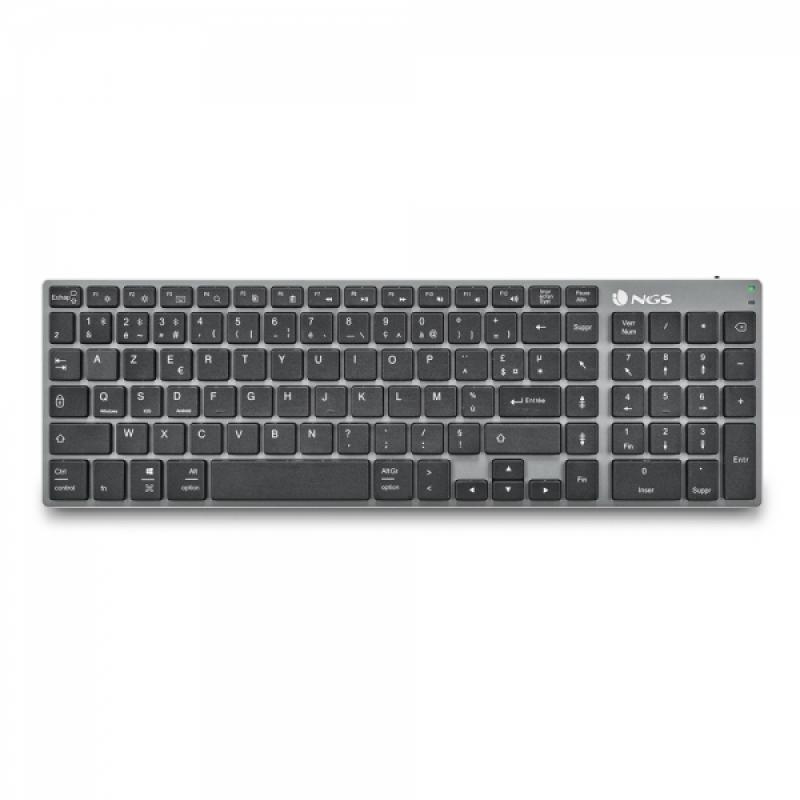 NGS Fortune-BT Teclado Multidispositivo Inalambrico USB Bluetooth - Layout Frances - Silencioso - Teclas X-Type - Bateria Recarg