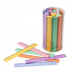 Faibo Bote de 100 Reglas de PVC de 16cm - Colores Pastel Surtidos