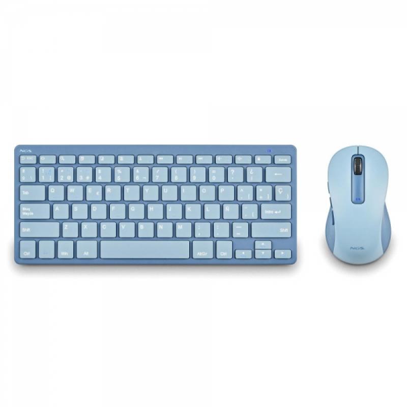 NGS Fantasy Pack Teclado Compacto Silencioso + Raton Silencioso 1600dpi 5 Botones - Conexion 2,4GHz, BT1 y BT2 - Color Azul