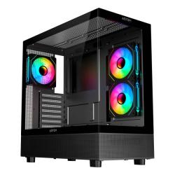 Abysm Danube Sava H400 Prime Black Caja Torre ATX, Mini-ITX, Micro ATX - Lateral y Frontal Cristal Templado - 3.5" y 2.5" - USB-