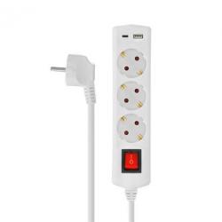 Elbat Base Multiple 3 Tomas con Interruptor + USB + Tipo C - Color Blanco