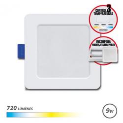 Elbat Downlight Cuadrado 9W - 720Lm - Selector 3 Temperaturas + Sobrepared - Color Blanco