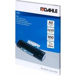 Dahle Pack de 100 Fundas para Plastificar Brillo A3 - 125 Micras - Alta Calidad - Transparente