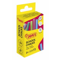 Jovi School Chalks Caja de 10 Tizas - Compactas - sin Polvo - Materias Primas Naturales - Trazos Nitidos - Faciles de Borrar - R