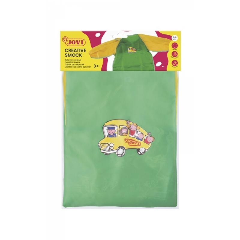 Jovi Delantal Infantil de 5 a 8 Años - Proteccion Contra Manchas - Puños Elasticos - Facil Adaptacion - Color Verde