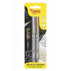 Jovi Metallic Marker Blister 2 Rotuladores Metalicos Oro y Plata - Tinta Base Agua - Efecto Metalico - Ideal para Papel Oscuro -