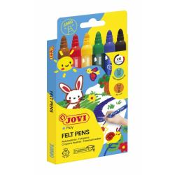 Jovi Felt Pens Estuche de 6 Rotuladores Jumbo - Tinta de Gran Fijacion - Punta Resistente - Grip Ergonomico - Capuchon Ventilado