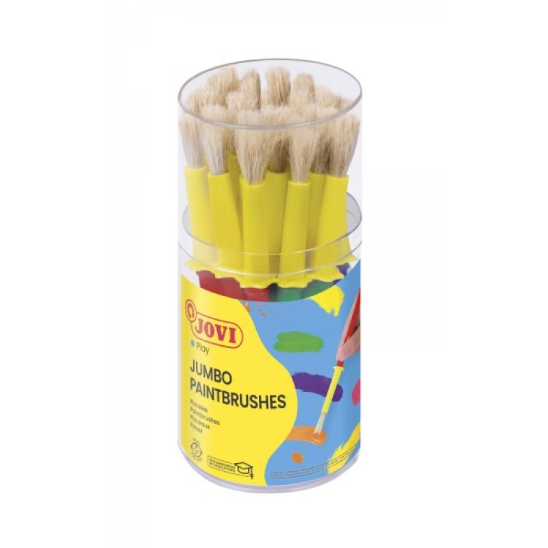 Jovi Jumbo Paint Brushes Bote 20 Pinceles Medianos Pelo Cerda - Gruesos de Pelo Natural - Mango de Plastico - No Gotean - Limpie