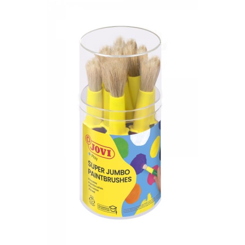 Jovi Super Jumbo Paint Brushes Bote 9 Pinceles Gruesos Pelo Cerda - Mango de Plastico - No Gotean - Limpieza Facil - Sistema de 