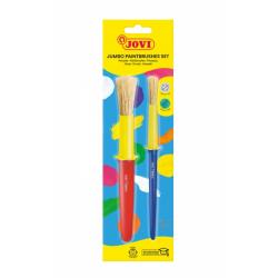 Jovi Jumbo Paint Brushes Pack 1 Pincel Mediano + 1 Pincel Grueso - Pelo Natural - Mango de Plastico - No Gotean - Facil Limpieza