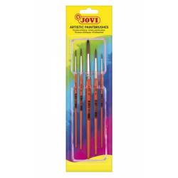 Jovi Artistic Paintbrushes Blister con 5 Pinceles Redondos - Pelo Natural - Mango de Madera - Calibre 00 al 12 - Punta Redonda -