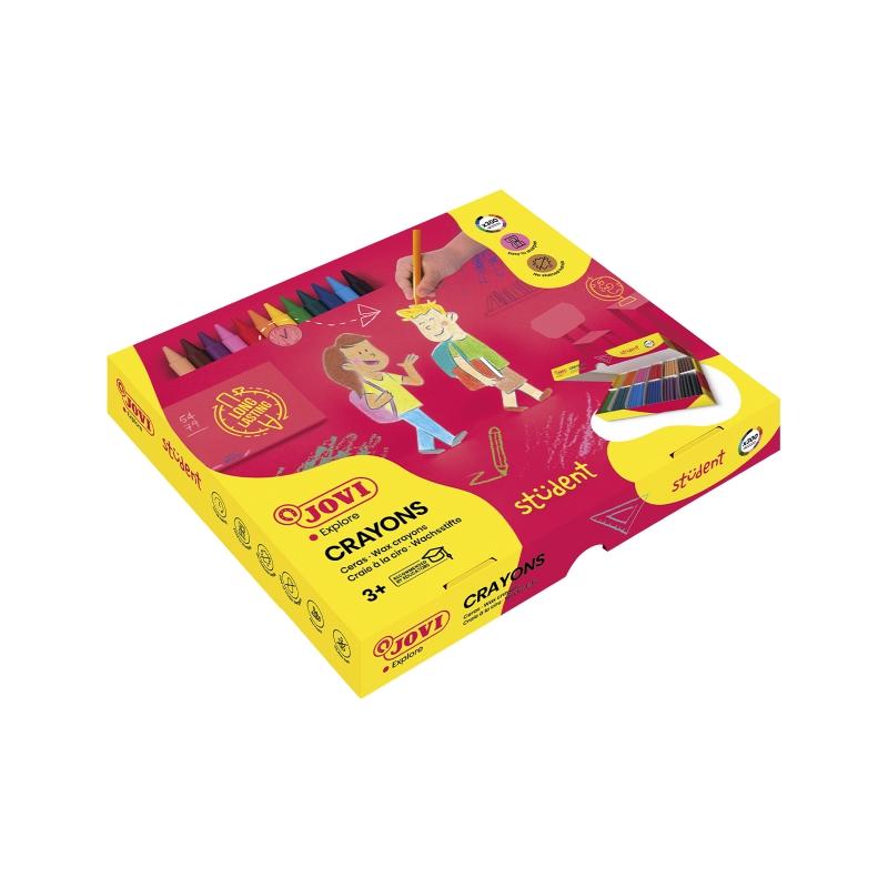 Jovi Crayons Student Caja de 300 Ceras Plasticas - Muy Resistentes - Acabado Brillante - Colores Mezclables - No Huelen Ni Manch