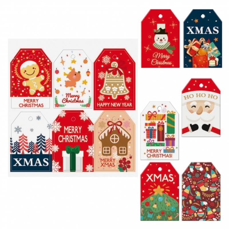 Dohe Navidad Pack de 48 Etiquetas para Regalos - Diseños Navidad - Tamaño 4,6x6,8cm - Troqueladas sobre Cartulina - Incluyen Cor