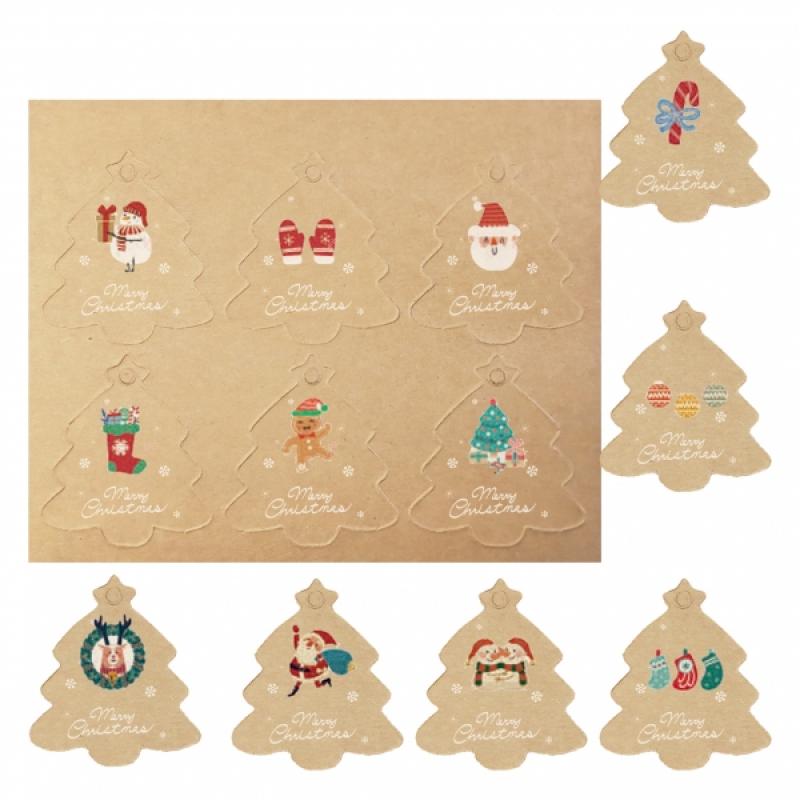 Dohe Navidad Kraft Pack de 48 Etiquetas para Regalos - Diseños Navidad - Tamaño 4,5x5cm - Troqueladas sobre Cartulina - Incluyen