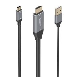 Aisens Cable Conversor Aluminio HDMI V2.0 a USB-C 4K@60Hz - HDMI/M+USB-A/M-USB-C/M - 1.8m - Color Gris