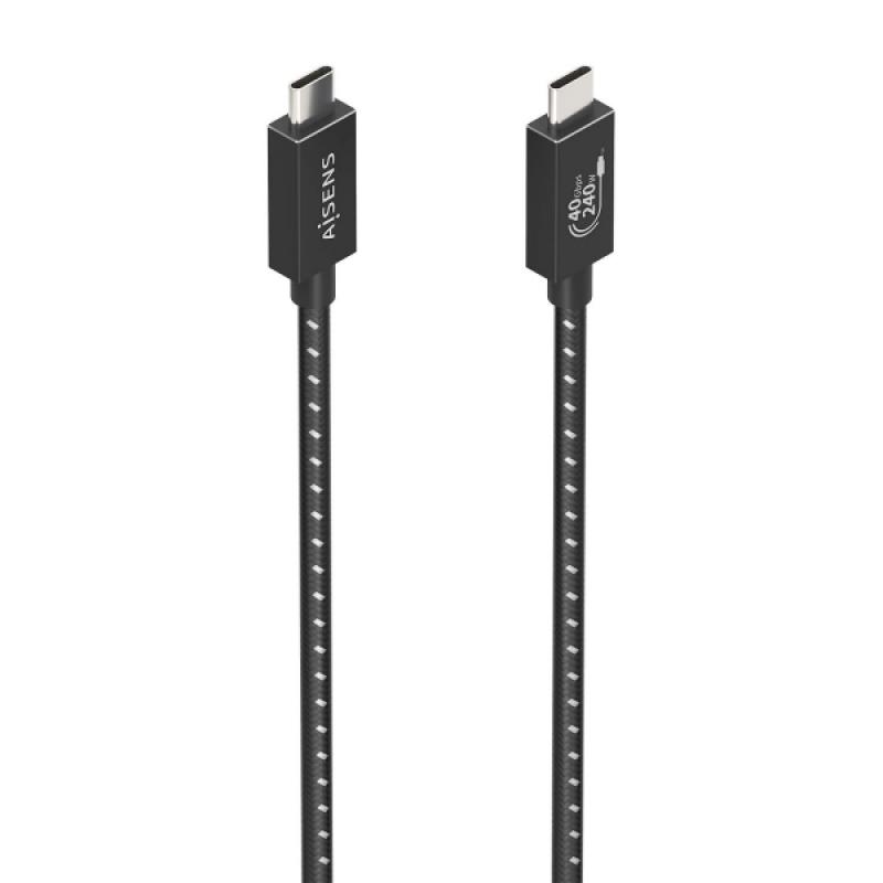 Aisens Cable USB4 Gen3x2 Aluminio 40Gbps 8K@60Hz 5A 48V 240W E-Mark - Tipo USB-C/M-USB-C/M - 1.5m - Color Negro