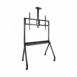 Tooq iStar Soporte de Suelo con Ruedas para Pantallas de 55-100" - Bandeja Inferior Multiusos y Bandeja Superior Regulable para 