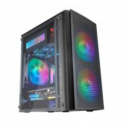 Mars Gaming MC300 Caja Gaming Compacta - Ventana Cristal Templado - Triple Ventilacion FRGB - Rejilla Frontal TOTAL-MESH - Sopor