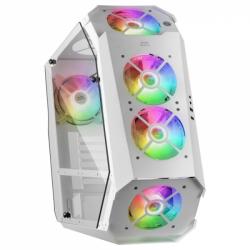 Mars Gaming MC51 Torre Premium - 5 Ventiladores ARGB - Controladora con Mando - Doble Cristal Templado - 40 Efectos de Luz RGB -