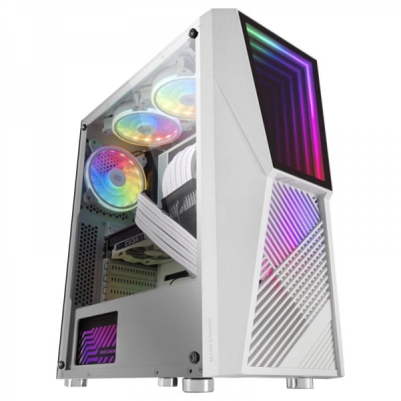 Mars Gaming MC777 Semitorre Gaming Premium - Espejo Infinito ARGB - 17 Modos de Luz - Refrigeracion Avanzada con 2 Ventiladores 