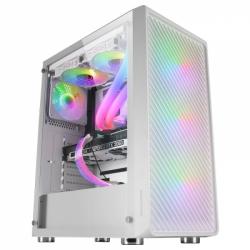 Mars Gaming MC-F Semitorre Gaming - 4 Ventiladores ARGB - Ventana Cristal Templado - Soporte Refrigeracion Liquida - Color Blanc