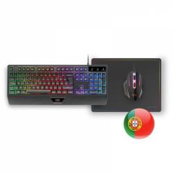 Mars Gaming MCP124 Combo Gaming 3en1 - Teclado H-Mech RGB - Raton 3200 DPI Switches HUANO - Alfombrilla Nanotextil Rainbow - Mul