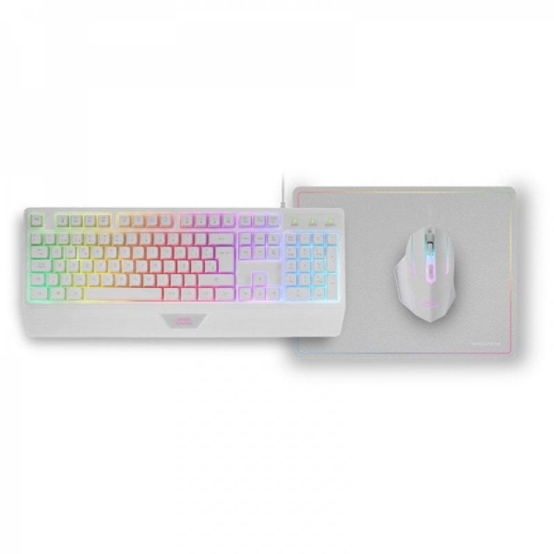 Mars Gaming MCP124 Combo Gaming 3en1 - Teclado H-Mech Ergonomico - Raton RGB Switches HUANO - Alfombrilla Nanotextil Rainbow - C