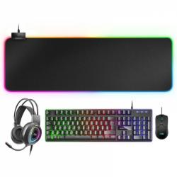 Mars Gaming MCPEXFR Combo Gaming 4 en 1 - Teclado H-MECH FRGB - Raton 10K DPI Ultraligero - Auriculares RGB FLOW - Alfombrilla X