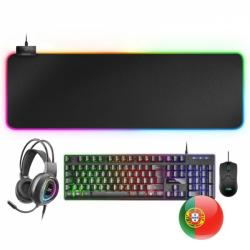 Mars Gaming MCPEXPT Combo Gaming 4 en 1 - Teclado H-MECH FRGB - Raton 10K DPI Ultraligero - Auriculares RGB FLOW - Alfombrilla X