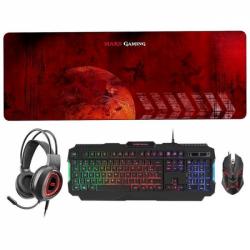 Mars Gaming MCPRGB2 Combo Gaming - Teclado RGB Rainbow - Raton 4000DPI RGB Flow - Auriculares RGB Flow - Alfombrilla XXL - Maxim