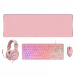 Mars Gaming MCP-RGB3 Combo Gaming 4en1 - Teclado TKL H-Mech RED - Raton RGB 3200 DPI - Auriculares FRGB - Alfombrilla XXL Antide