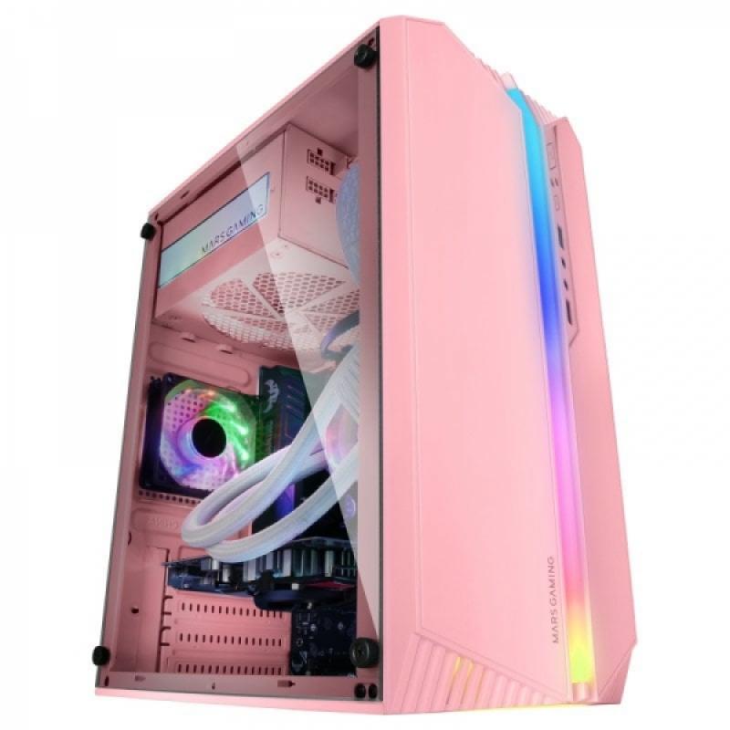 Mars Gaming MC-S1 Caja Compacta Gaming - Iluminacion ARGB 12 Modos - Ventana Lateral Completa - Ventilador FRGB Incluido - Compa