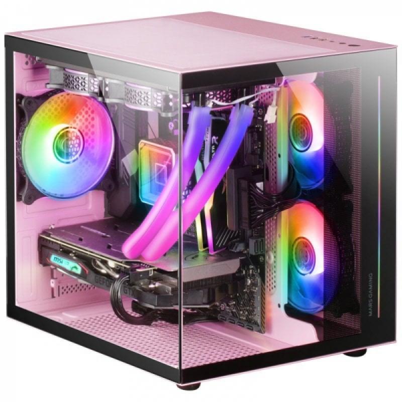 Mars Gaming MC-VIEW Minitorre Gaming Custom Premium - Cristal Templado - Estructura Modular - Soporte 7 Ventiladores - Compatibl