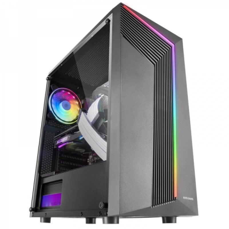 Mars Gaming MC-X7 Semitorre Gaming - Iluminacion ARGB 12 Modos - Soporte Refrigeracion Liquida 240mm - Ventana Lateral Completa 