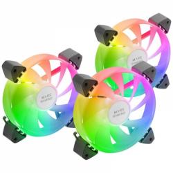 Mars Gaming MF-3A Kit de Ventiladores ARGB - Iluminacion 360º Sin Marco - Efectos ARGB Rainbow - Tecnologia FDB Ultrasilenciosa 