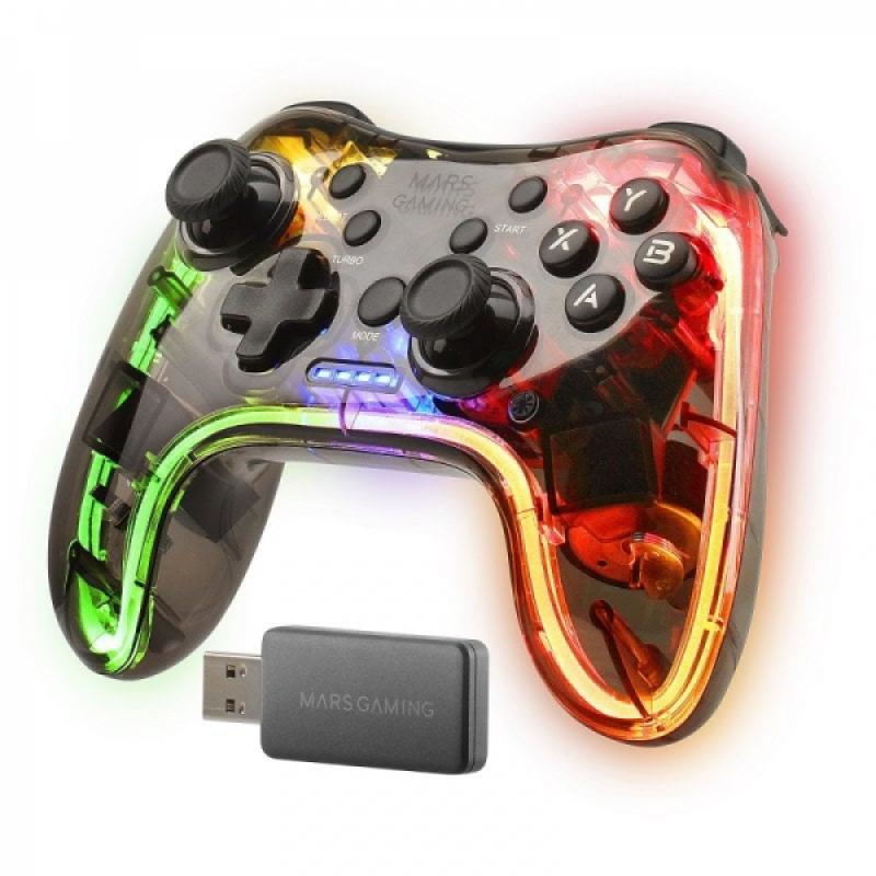 Mars Gaming MGP-24 Controlador Inalambrico - Conexion 2.4GPRO - Vibracion Haptica Dual - 20 Botones Tactiles - Compatibilidad Mu