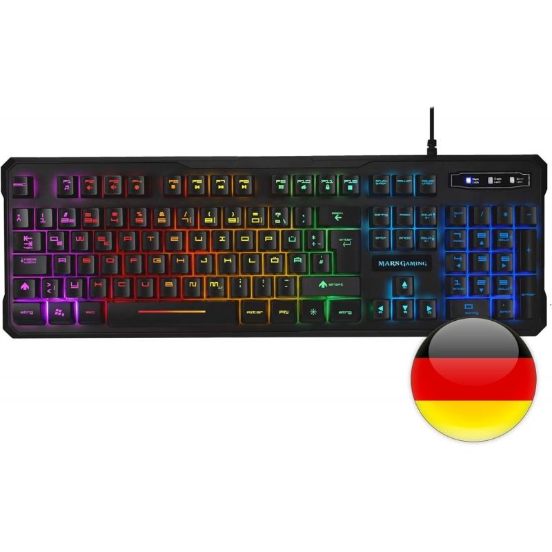 Mars Gaming MK218 Teclado Gaming - Retroiluminacion RGB 9 Efectos - Tecnologia H-MECH - Antighosting Completo - Compatible con W