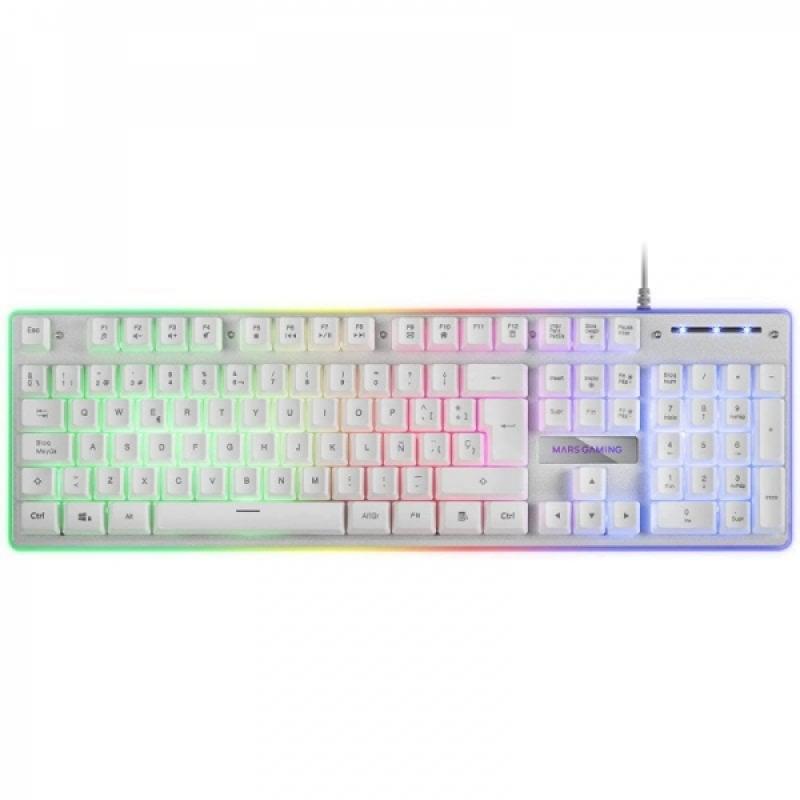 Mars Gaming MK220 Teclado Hibrido H-MECH - Iluminacion FRGB Rainbow - Diseño Ergonomico - Panel de Aluminio - Anti-Ghosting Avan