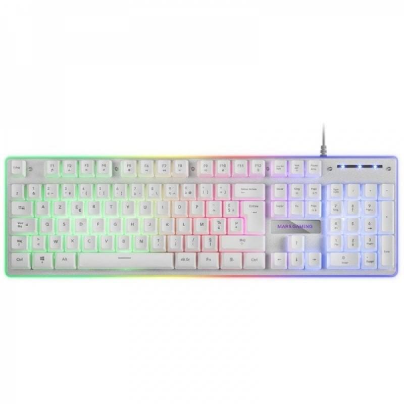 Mars Gaming MK220 Teclado Gaming - Tecnologia H-MECH - Iluminacion FRGB Rainbow Halo - Panel de Aluminio - Alta Durabilidad - Co